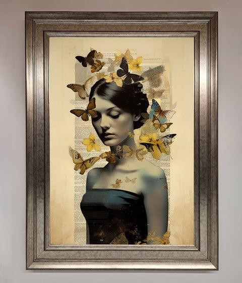 Butterfly Book Woman Framed Poster