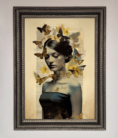 Butterfly Book Woman Framed Poster