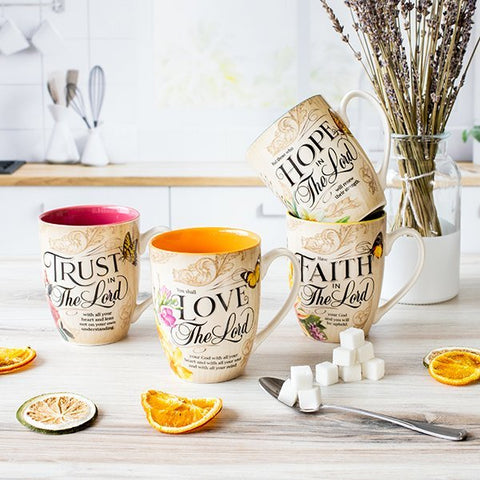 Butterfly Garden Floral Mugs, Set of 4