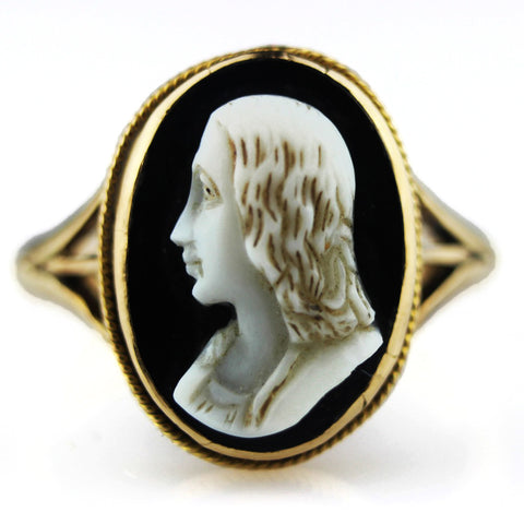 1854’s Victorian Ring Gold Cameo Antique 15ct Carved Hardstone , Painter Raphael.