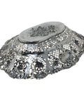 c1890 Antique Germany Silver Large Pierced Fruit Dish Flowers Decorated
