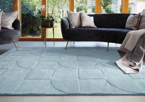 Tapis en Laine Géométrique Bleu Canard Penny