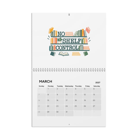 Oddly Inspired 2027 eclectic art wall calendar – March No Shelf Control books