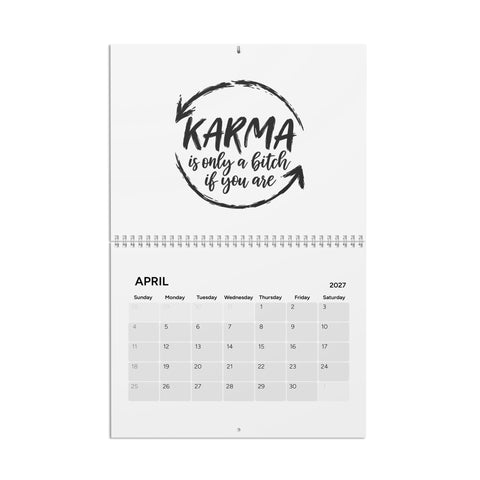 Oddly Inspired 2027 eclectic art wall calendar – April Karma quote