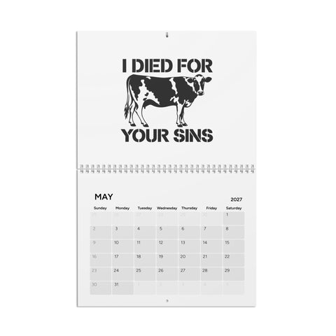 Oddly Inspired 2027 eclectic art wall calendar – May cow stencil