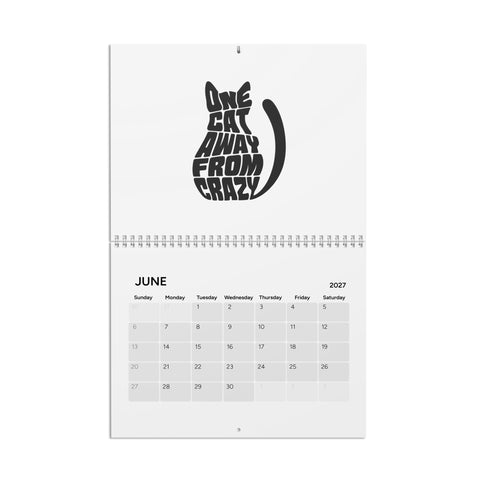Oddly Inspired 2027 eclectic art wall calendar – June typographic cat