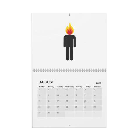 Oddly Inspired 2027 eclectic art wall calendar – August flame-headed icon