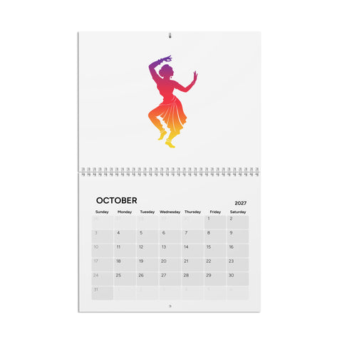 Oddly Inspired 2027 eclectic art wall calendar – October colourful dancer