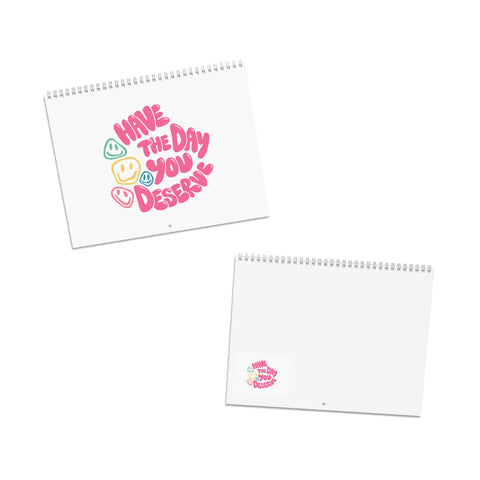 Oddly Inspired 2027 eclectic art wall calendar – cover and back with Have the Day You Deserve lettering