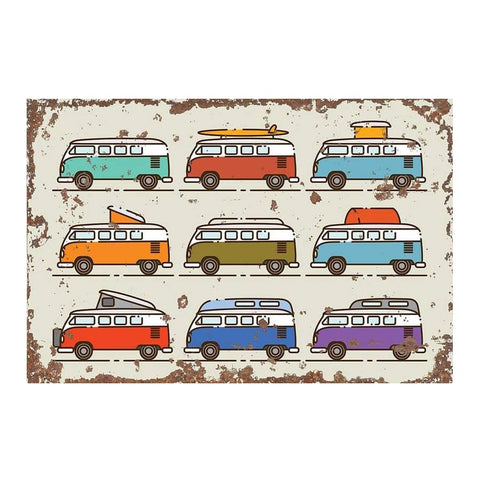 Camper Van Collection Metal Vintage Wall Sign