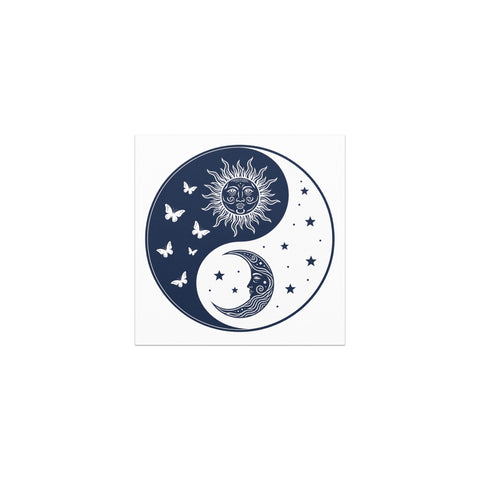 Celestial Balance white square matte car magnet with original sun-and-moon yin-yang emblem – front mockup 1 – ZIPZAPPA