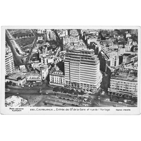 Casablanca, Morocco - Entrée du Boulevard de la Gare et Rue de l'Horloge Postcard