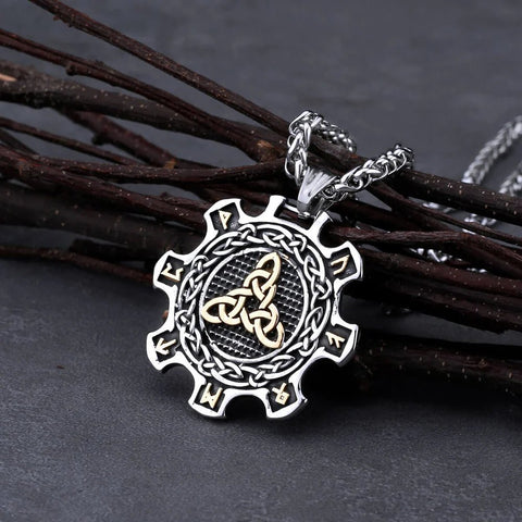 Celtic Knot & Rune Cog Necklace