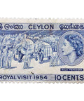 Ceylon Stamp 10 Cents Queen Elizabeth II Royal visit 1954 Used
