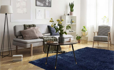 Lagom Navy Hochflor-Teppich