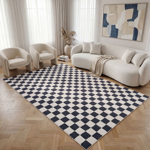 Tapis damier bleu Loft