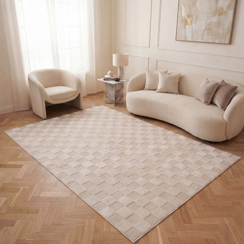 Loft Schachbrettmuster Crème Teppich