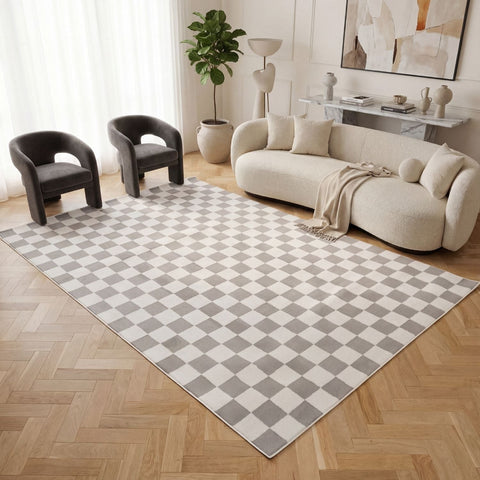Tapis gris à damier Loft