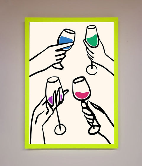 Cheers Wine Glasses Framed Wall Art