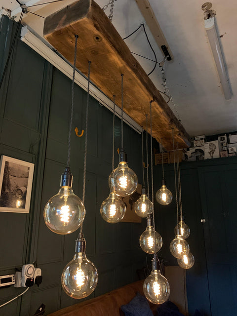 Chunky Wooden Beam Chandelier XXL Long Drop