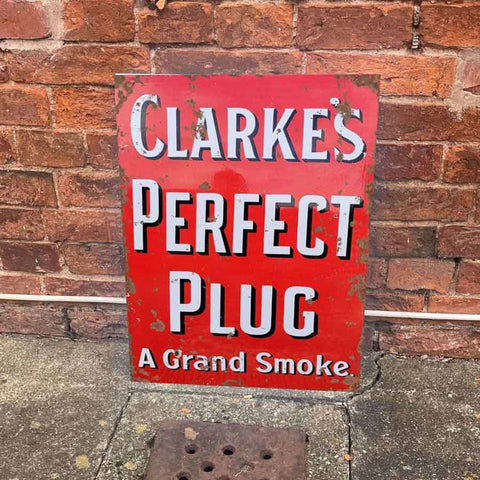 Clarkes Perfect Plug Vintage Metal Advertising Sign