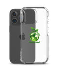 Go Green clear case for iPhone 16 Pro with green globe and leaf shoots – case with phone