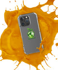 Go Green clear case for iPhone 16 Pro with green globe and leaf shoots – case view 3
