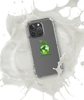 Go Green clear case for iPhone 16 Pro with green globe and leaf shoots – case view 1