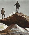 Climbers on a Boulder in the Alps Italia Postcard Vintage