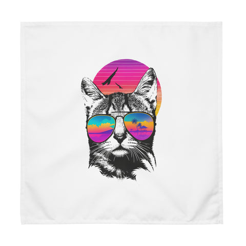 Cats with Character set of four different white cloth napkins – sunset sunglasses cat
