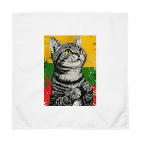 Cats with Character set of four different white cloth napkins – Lithuanian flag tabby cat