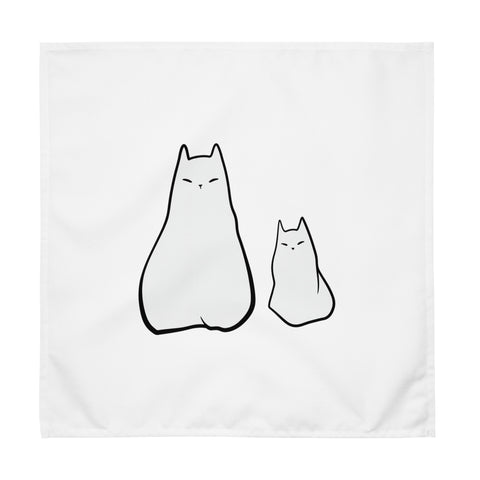 Cats with Character set of four different white cloth napkins – minimalist cat duo