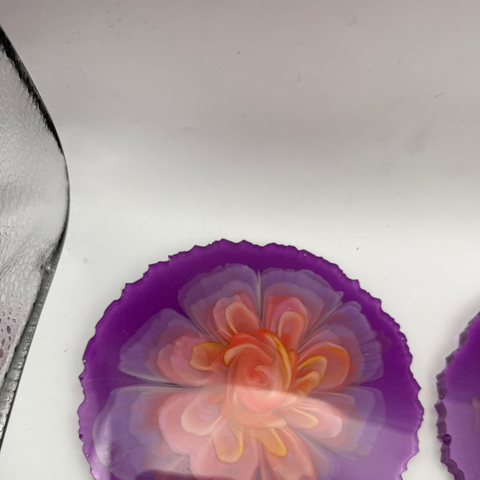 3D Bloom Coaster Set — Set of 4 Handmade Resin Art
