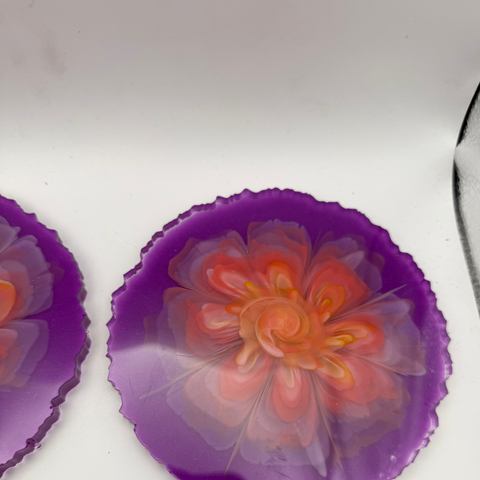 3D Bloom Coaster Set — Set of 4 Handmade Resin Art