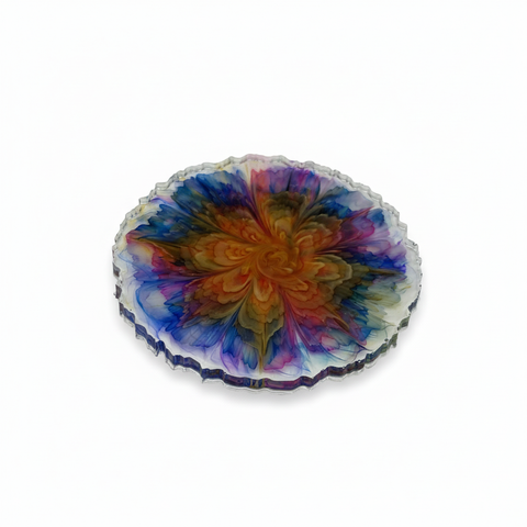 Rainbow Bloom Coaster Set — Set of 4 Handmade Alcohol Ink Art