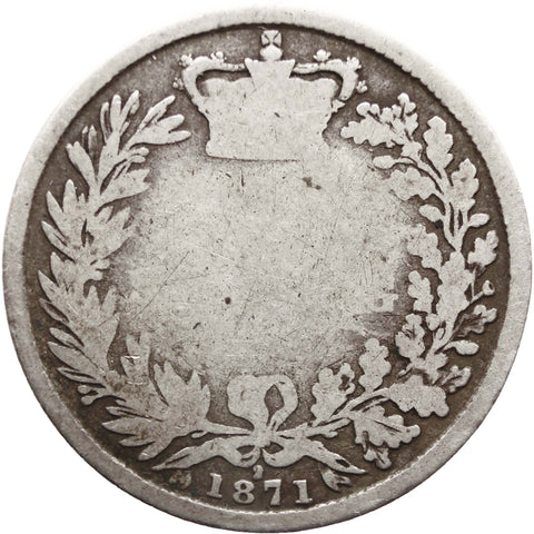 Coin 1871 Shilling Victoria Queen Great Britain Silver British