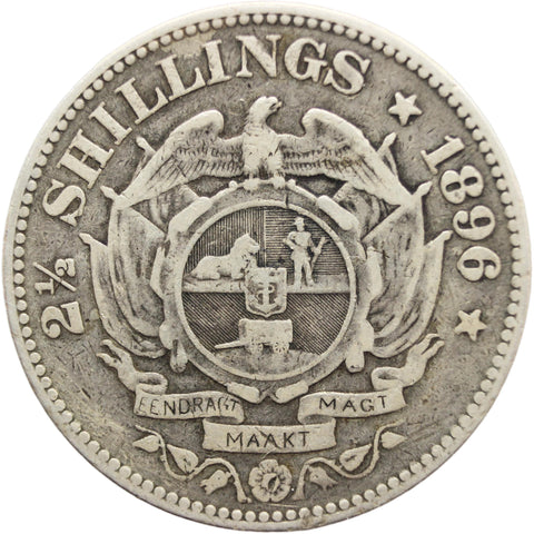 Coin South Africa 1896 2 1/2 Shilling ZAR Paul Kruger silver
