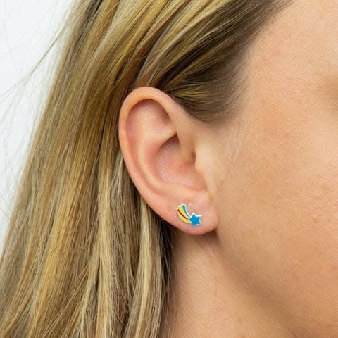 Bunte Emaille-Ohrstecker mit Sternschnuppenmotiv A2080