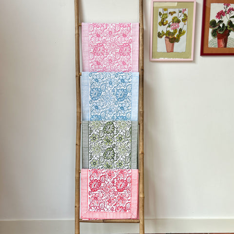 MEADOW BABY BLUE hand block printed runner