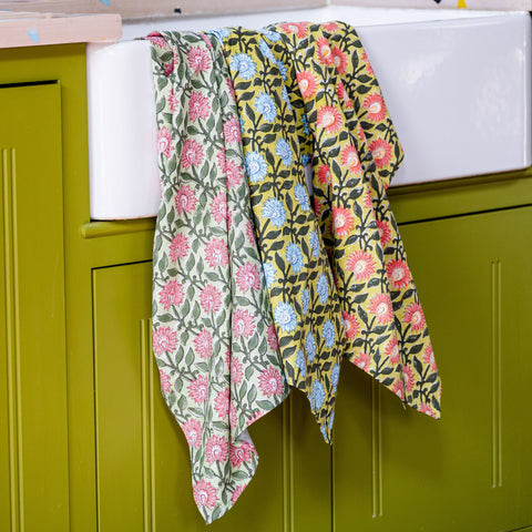 PRESSED PETALS AMBER tea towel