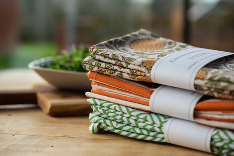 CHEVRON GREEN set of 6 cotton napkins