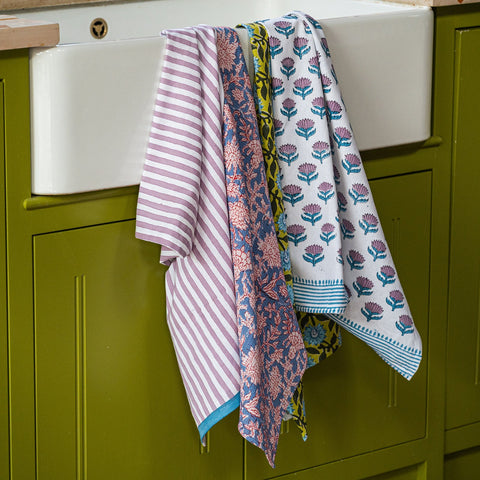STRIPE LILAC tea towel