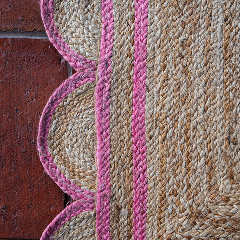 NEW ROSE scalloped hand woven jute runner