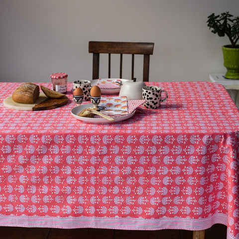 NEW FAN CORAL hand block printed tablecloth