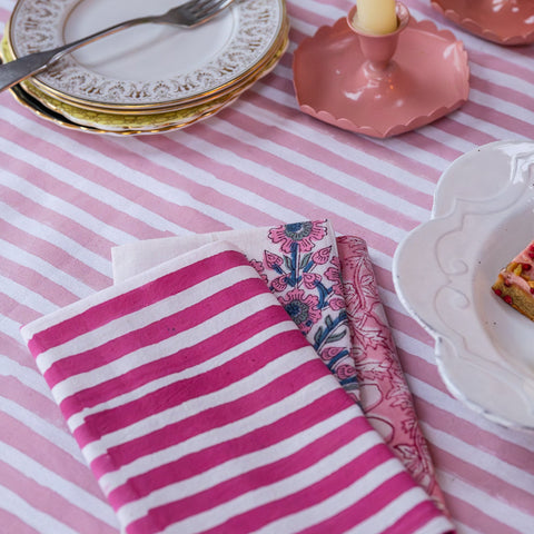 MAGENTA STRIPE set of 4 cotton napkins