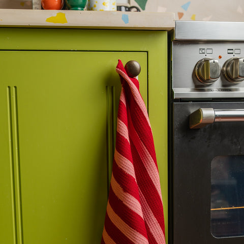 NEW WIDE STRIPE CRIMSON tea towel