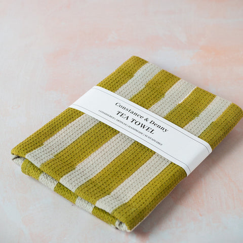 NEW WIDE STRIPE OLIVE tea towel