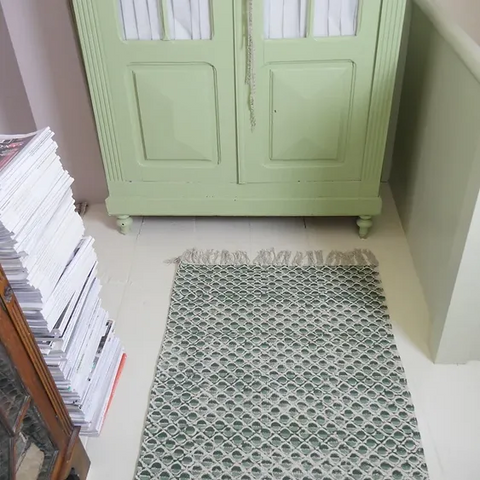 GREEN CIRCLE dhurrie rug