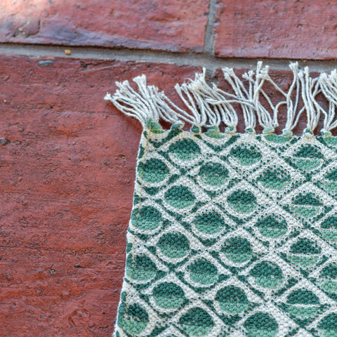 GREEN CIRCLE dhurrie rug
