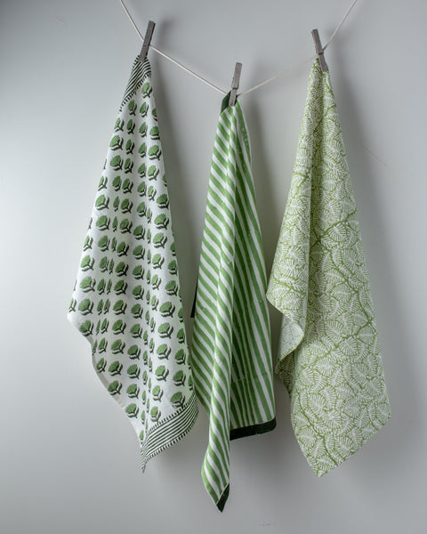 STRIPE GREEN tea towel